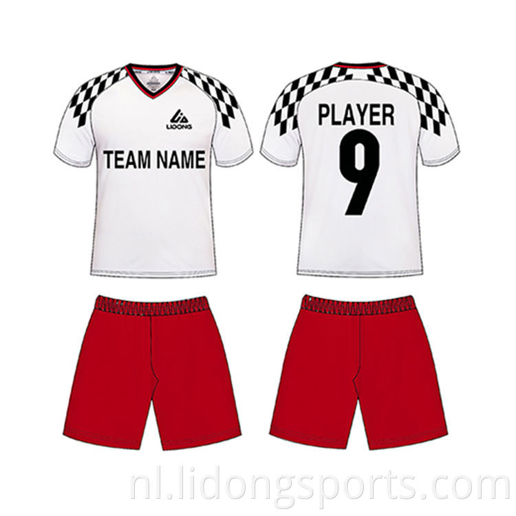 Lidong nieuwste patroonontwerp voetbalteam training uniformen 100% polyester aangepaste voetbal jerseys